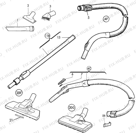 Взрыв-схема пылесоса Electrolux Z5010 - Схема узла L10 Hose B